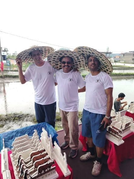 Members in the paddy fields during the festival