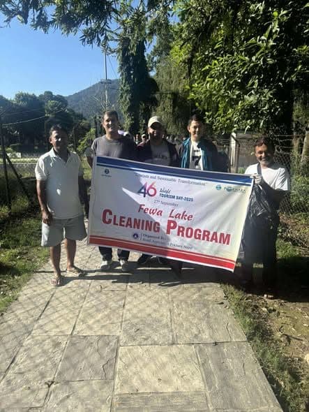 Clean-up team on the lakeside path