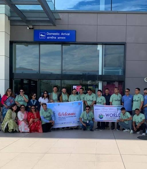 Welcoming visitors at Pokhara International Airport